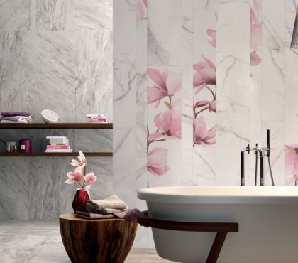 faience-salle-bains-supreme-fleurs-magnolia-gris-rose-moderne