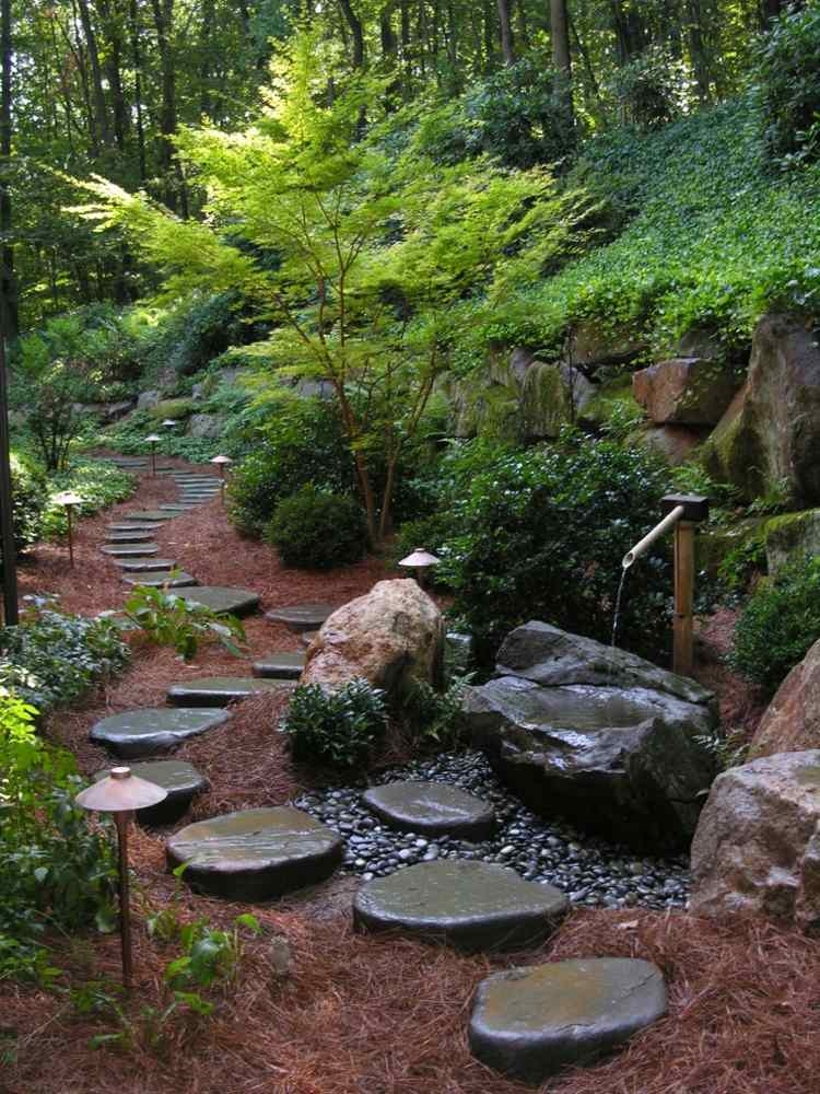 fontaine-jardin-bambou-pierre-allée-pas-japonais