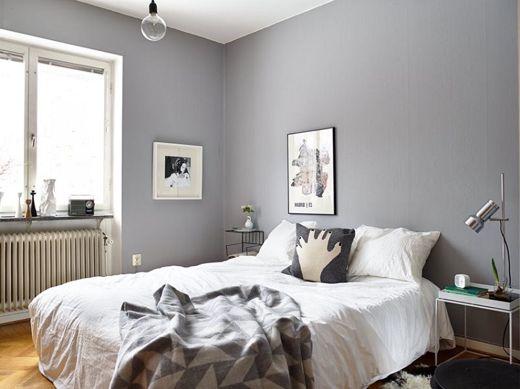 gris perle blanc et noir décoration scandinave chambre adulte