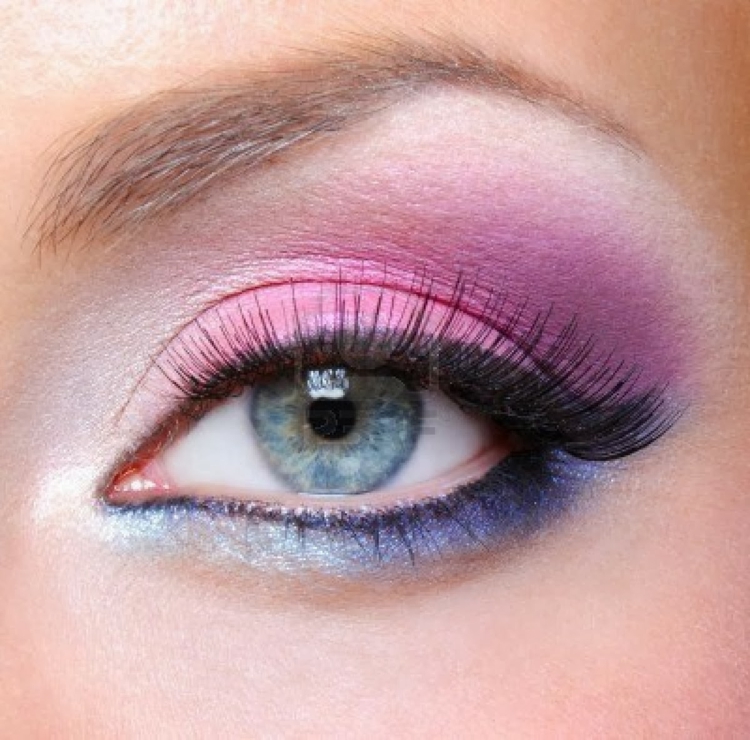 idees-maquillage-ete-ombre-paupières-rose-bleu-eye-liner-mascara idées maquillage