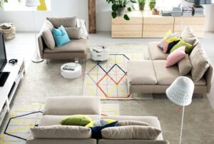 ikea-salon-meridienne-canape-rembouree-coussins-table-ronde-basse-tapis