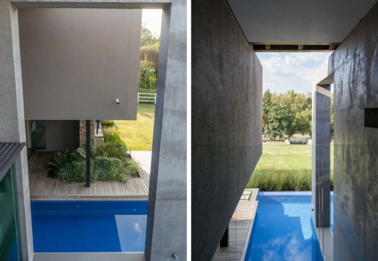 interieur-materiaux-naturels-murs-béton-terrasse-bois-piscine-vue-jardin