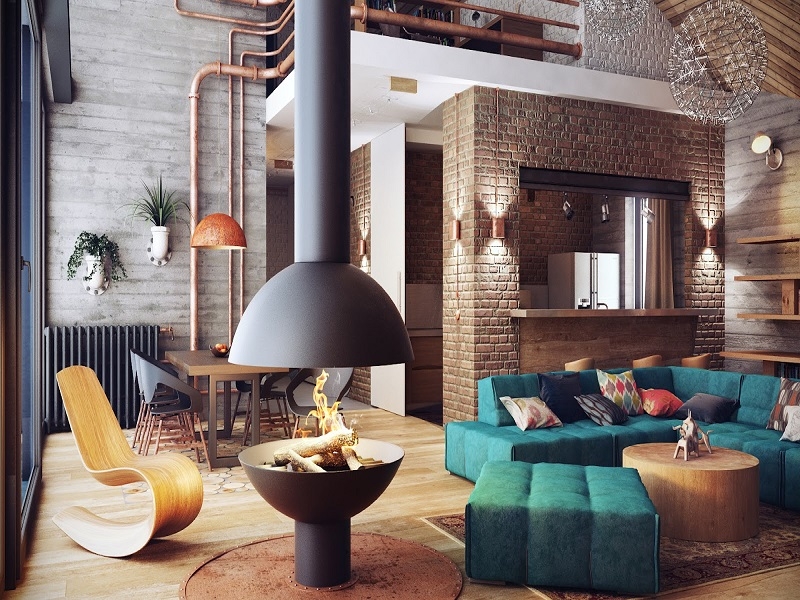 loft-industriel chic décoration intérieur meubles luminaires design