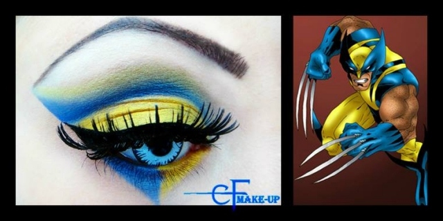 maquillage-Halloween-farde-jaune-bleu