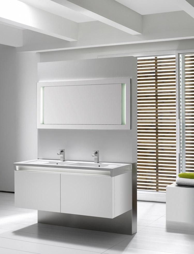 Miroir salle de bain lumineux en 55 designs super modernes Meuble colonne double salle de bain