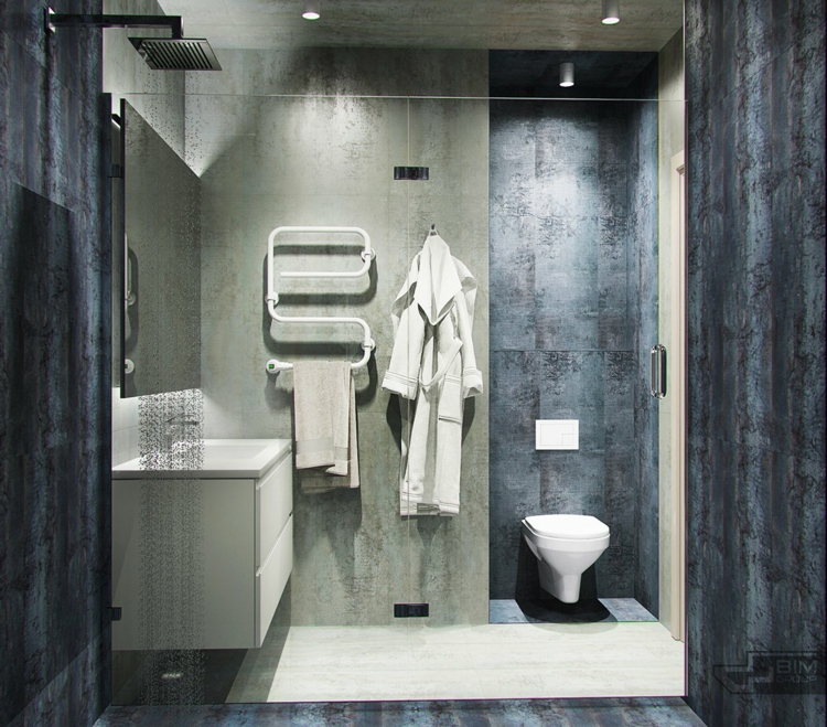meubles-gris-appartement-salle-bains-murs-aspect-béton-douche-italienne