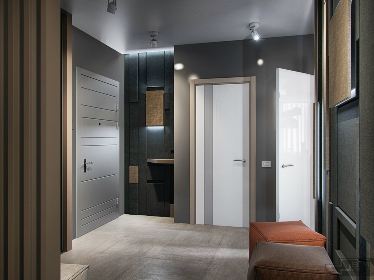 meubles-gris-appartement-tabourets-carrelage-sol-grand-format-gris-spots-orientables