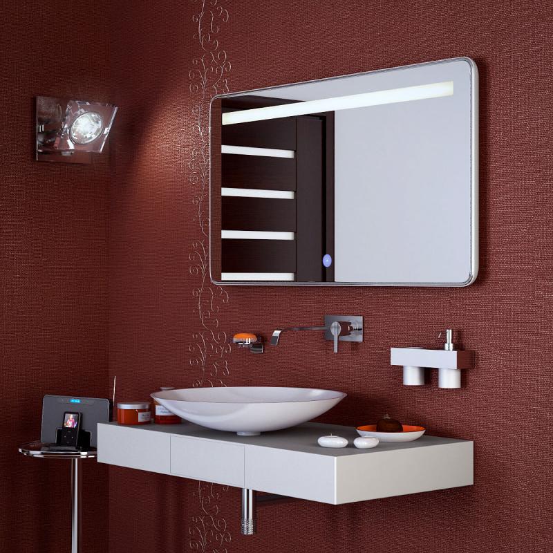 miroir-salle-bain-lumineux-carrelage-mural-rouge-vasque