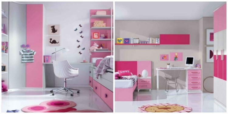 mobilier-chambre-enfant-bureau-chaise-roulettes-deco-murale-papillons