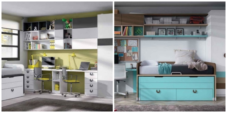 mobilier-chambre-enfant-bureau-couleur-turquoise-deco-etageres-murales