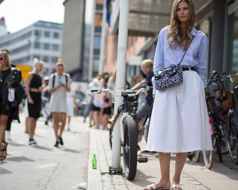 mode-été-2015-femme-chemise-jupe-mi-longue-évasée