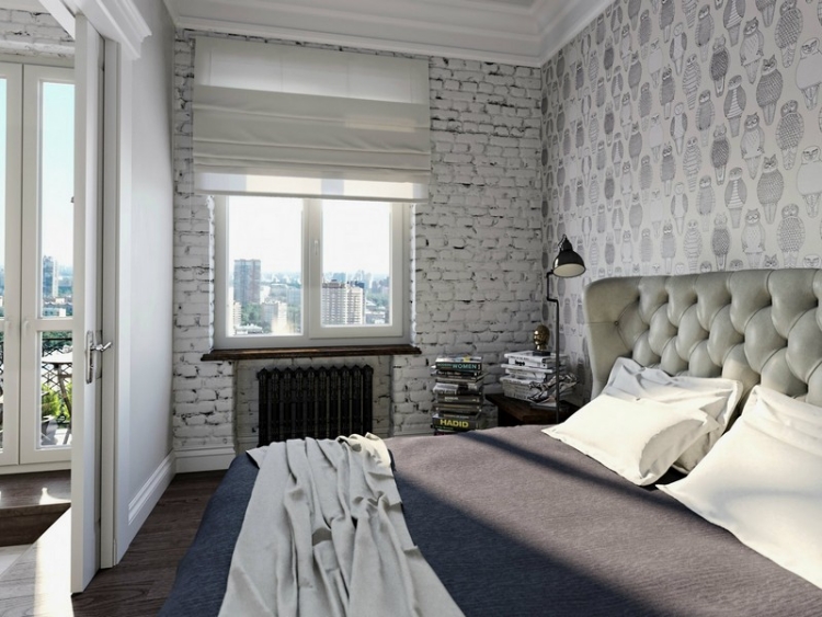 peinture-grise-blanche-papier-trompe-oeil-grand-lit-chambre-coucher