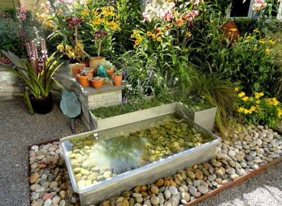 petit-bassin-jardin-pierres-rivière-plantes-fleurs