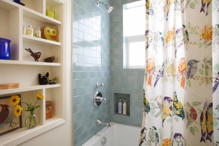Rideau de douche pour une petite salle de bains 30 idées Baignoires inspiration Rideau