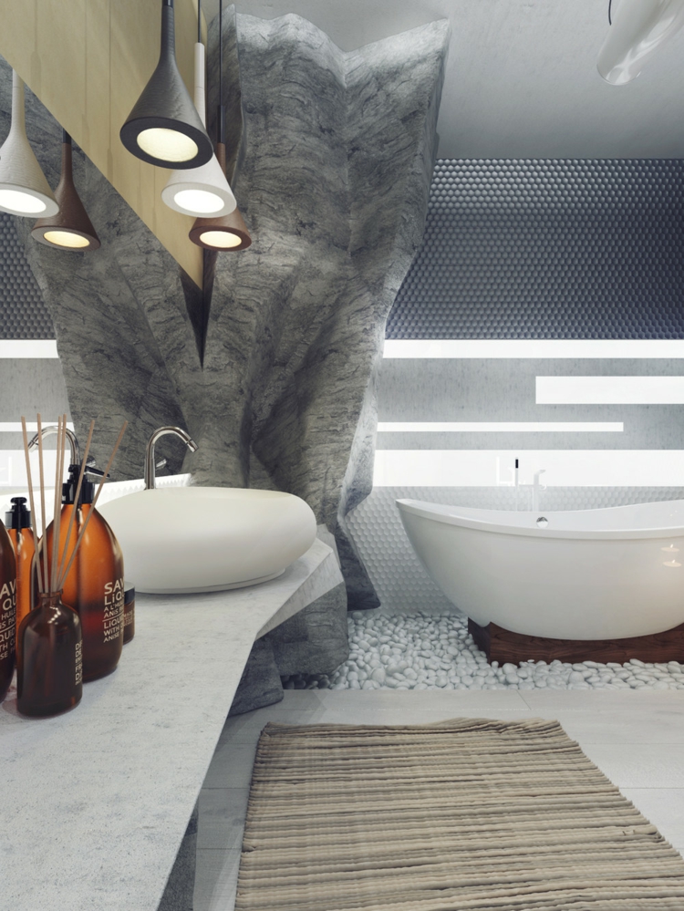 salle-de-bains-de-luxe-baignoire-poser-vasque-suspensions-galets-decoratif