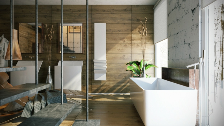 salle de bains de luxe baignoire-rectangulaire-escalier