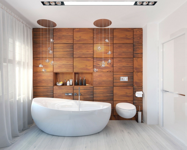 salle-de-bains-de-luxe-revetement-mural-imitation-bois-baignoire-ovale-suspensions
