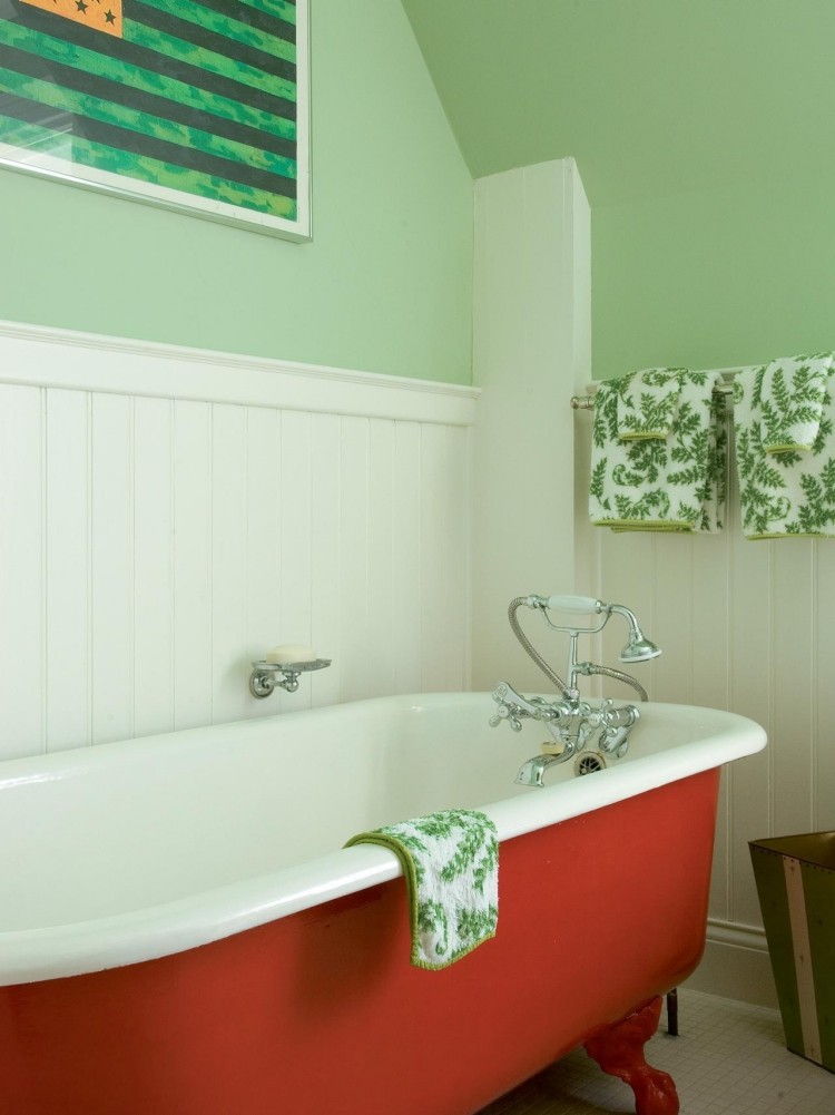 salles de bains originales blanche-verte-baignoire-pieds-ancienne