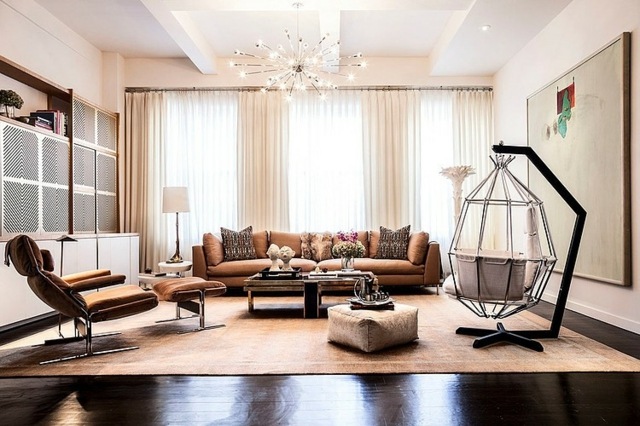 salon contemporain meubles design couleurs discrètes