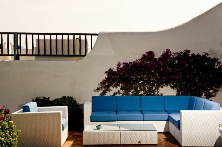 salon jardin résine tressée blanche design italien Bahia
