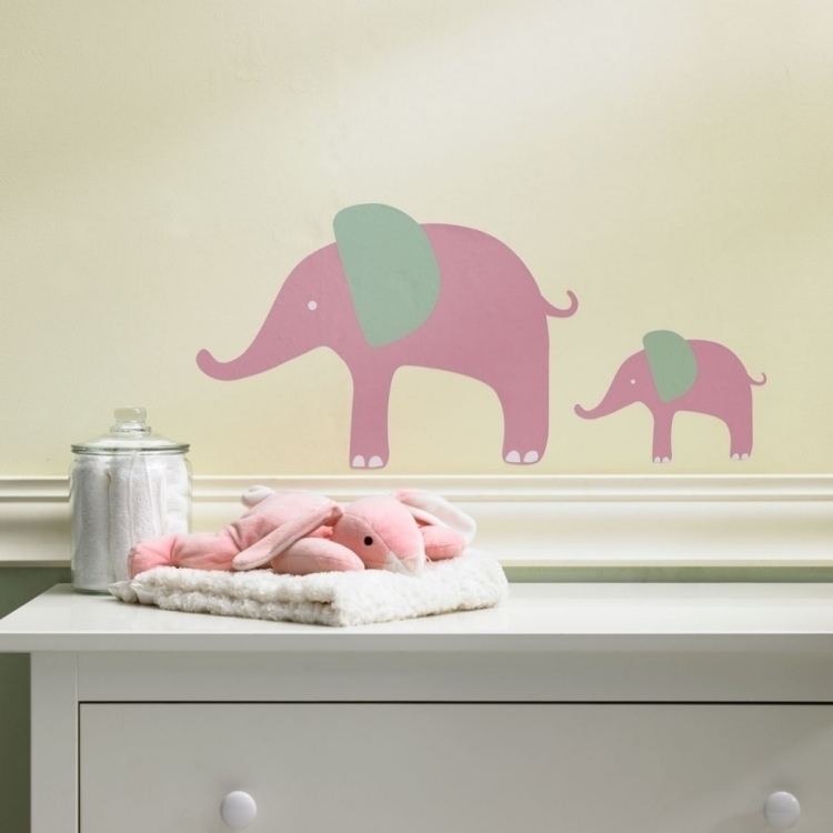 sticker-mural-chambre-bebe-theme-elephants-commode-blanc