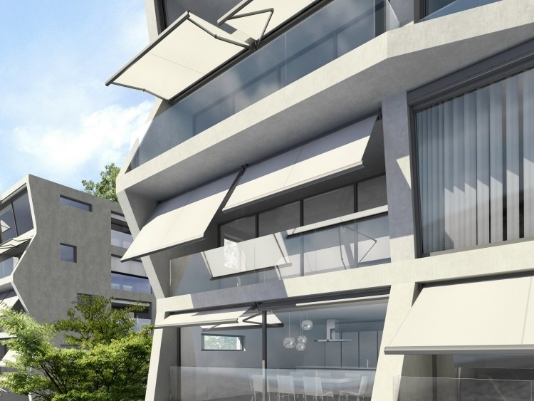 stores-bannes-purabox-stobag-balcon-coffres-bâtiment-architecture-moderne