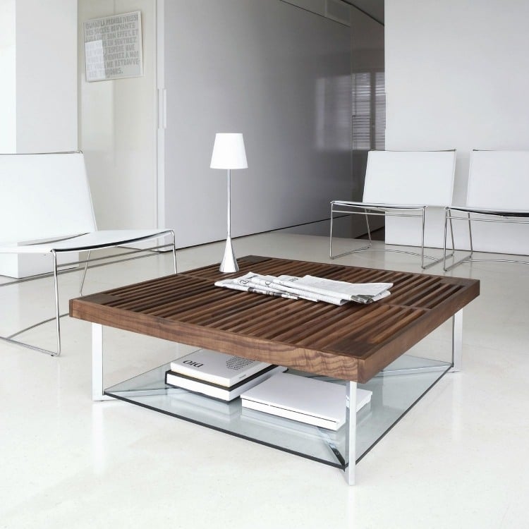 table basse bois massif verre métal PONTON-Osko-Deichmann