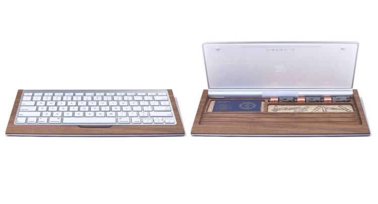 tablette-clavier Apple sans fil rangement bois design