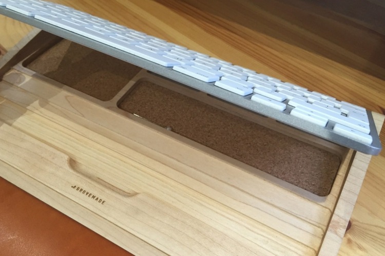 tablette-clavier rangement petit objets bois érable