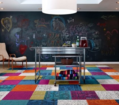 tapis-patchwork carreaux multicolores salon