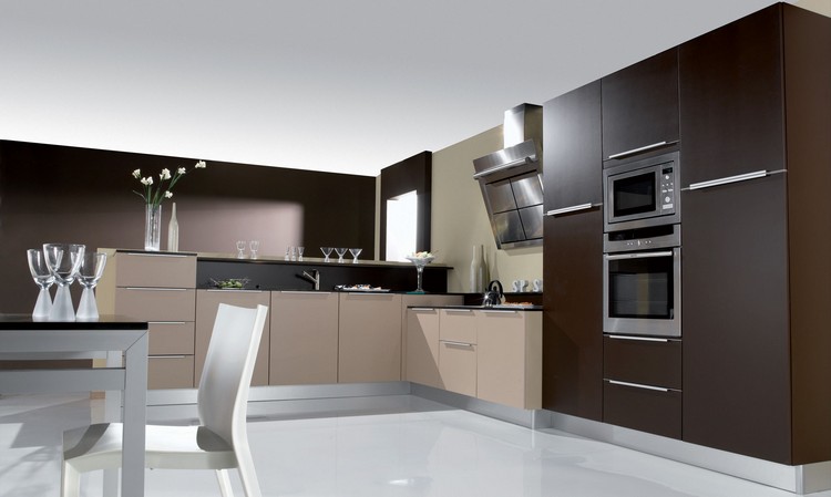 3couleur-cuisine-façade-armoires-marron-chocolat-beige-FUTURA couleur pour cuisine