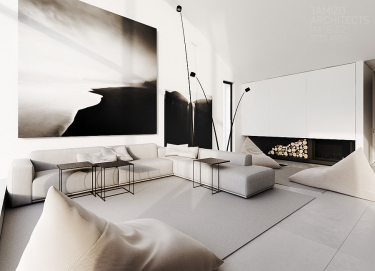 4architecture-interieure-moderne-canapé-angle-blanc-tapis-cheminée-moderne-tableau-tamizo