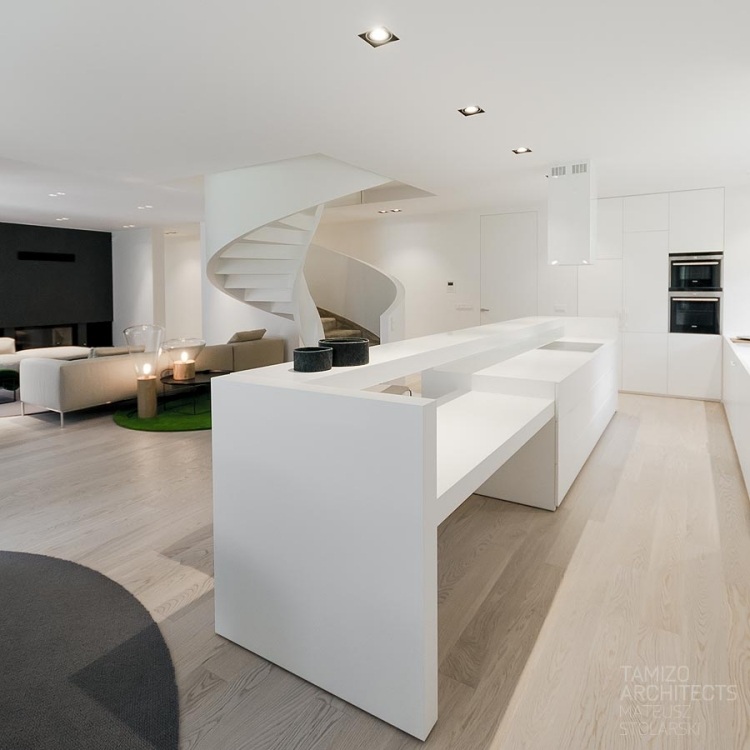 4architecture-interieure-moderne-îlot-blanc-style-minimaliste-escalier-colimaçon architecture intérieure