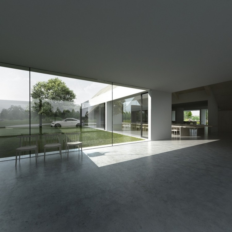7architecture-interieure-moderne-espace-ouvert-chaises-blanches-grandes-fenêtres-garage