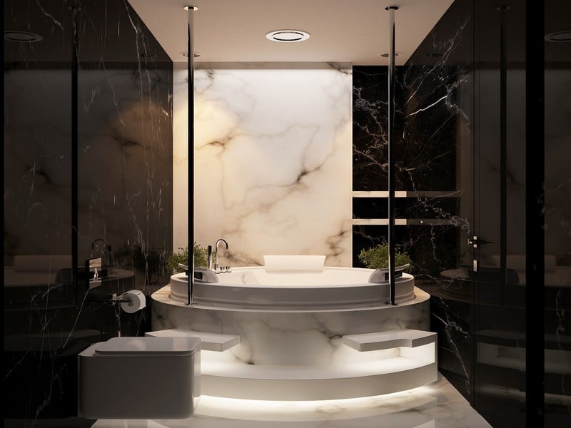 carrelage-sol-marbre-salle-bains-baignoire-noir-blanc