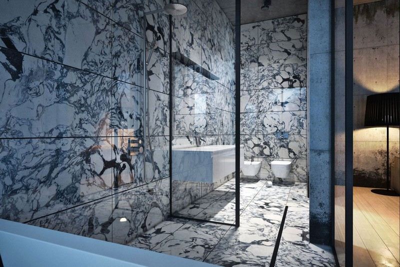 carrelage-sol-marbre-salle-bains-carrelage-mural-sol-marbre-noir-blanc carrelage et sol en marbre