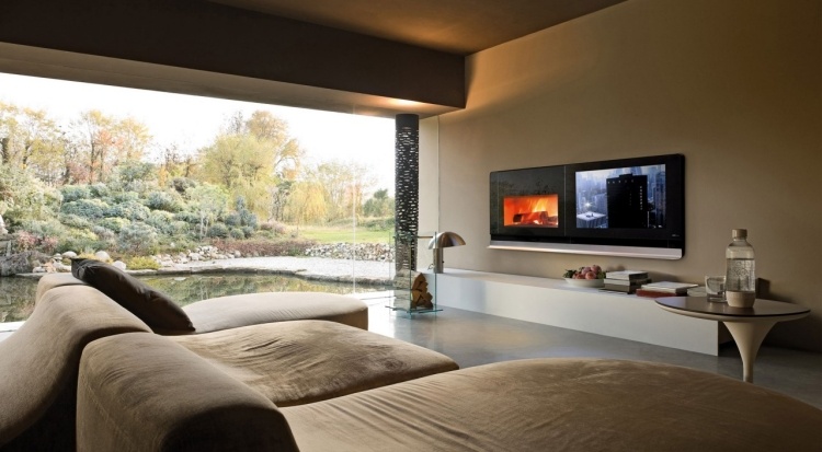 cheminée bio-éthanol moderne salon panorama
