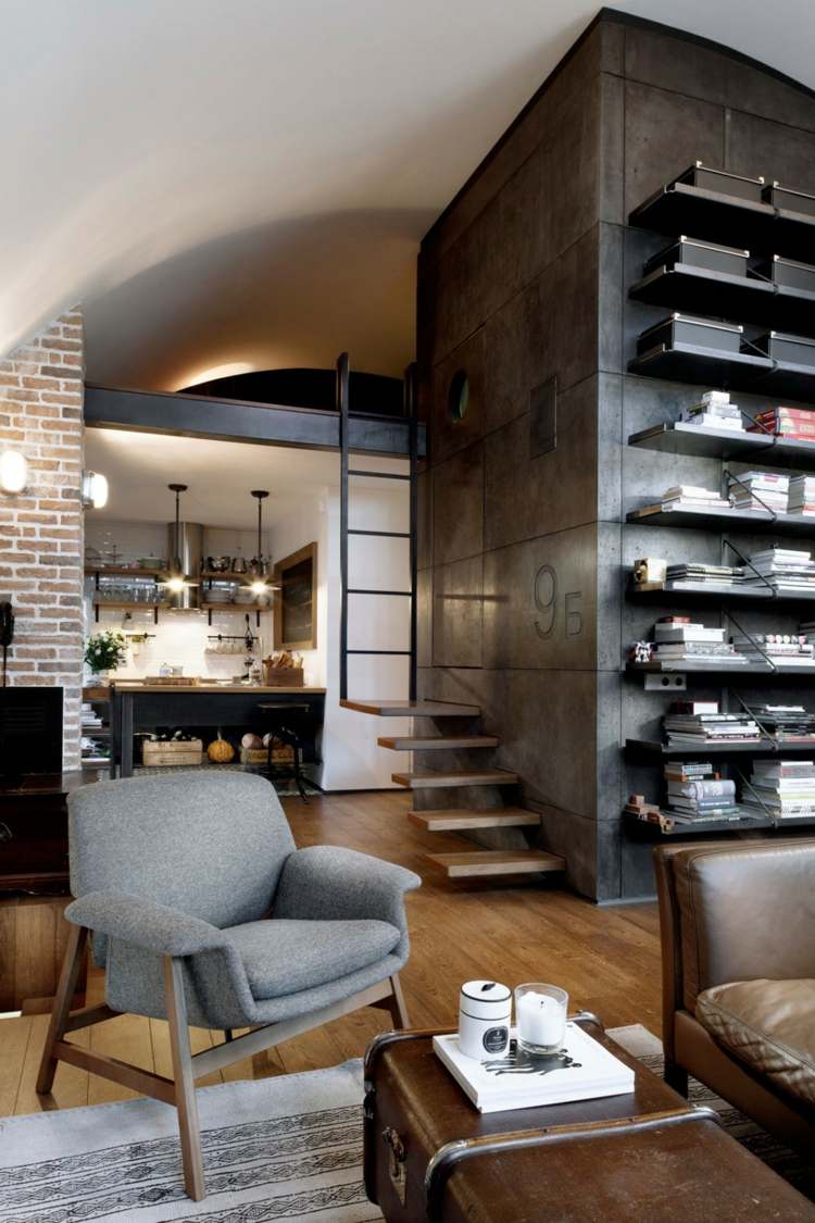 Déco loft industriel un studio super en brique et bois à sofia