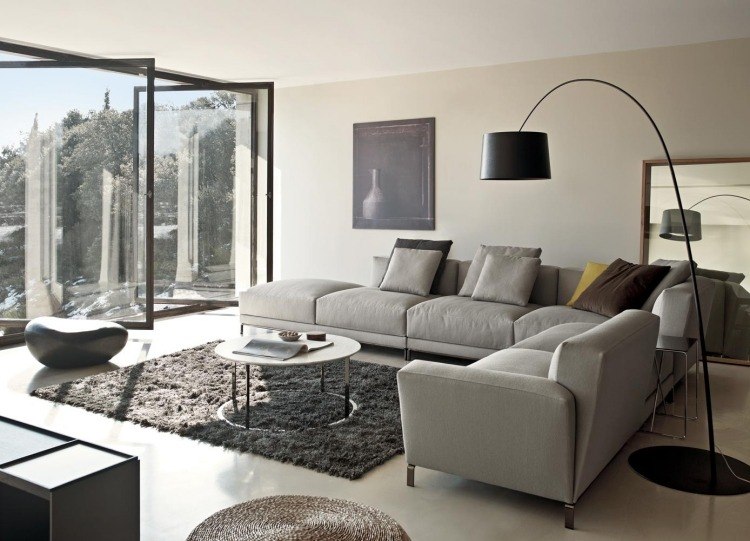 Déco salon gris avec canapé tout confort: 55 idées pour vous! Image de tapis pour salon