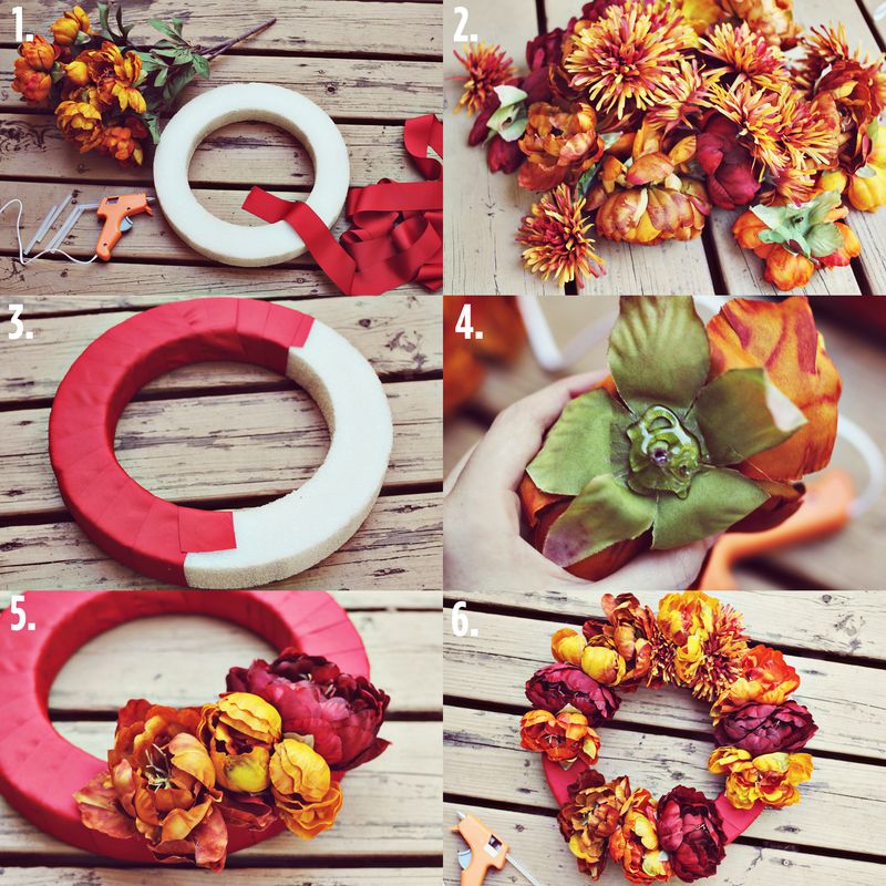 deco-automne-couronne-porte-diy-fleurs-artificielles-orange-bordeaux