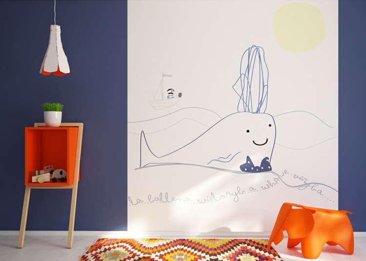 deco-chambre-enfant-theme-marin-tapis-rectangulaire-petit-tabouret