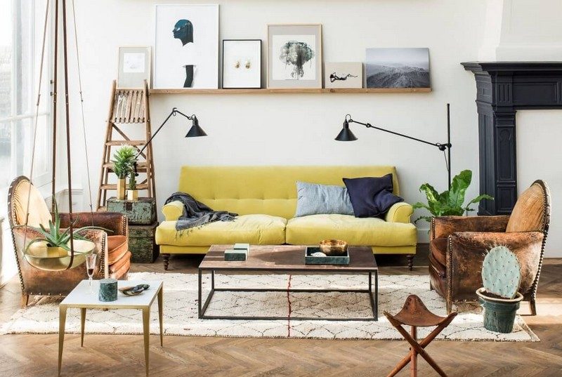 design-décoration-intérieur-style-vintage-canapé-jaune