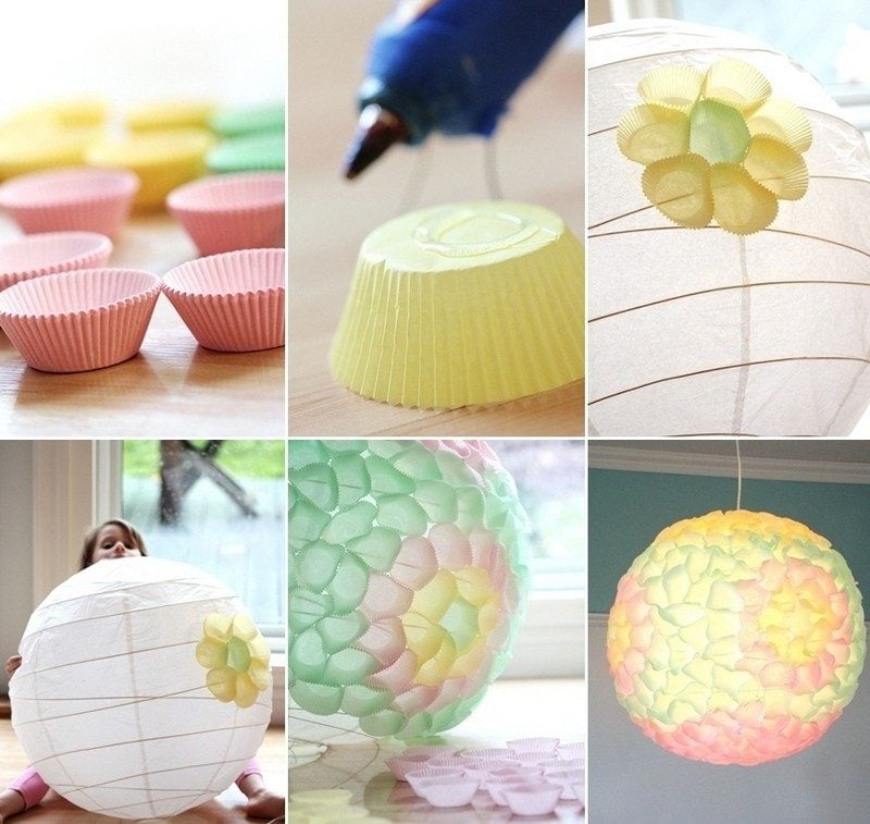 idées-bricolage-filtres-suspension-boule-caissettes-cupcakes idées de bricolage