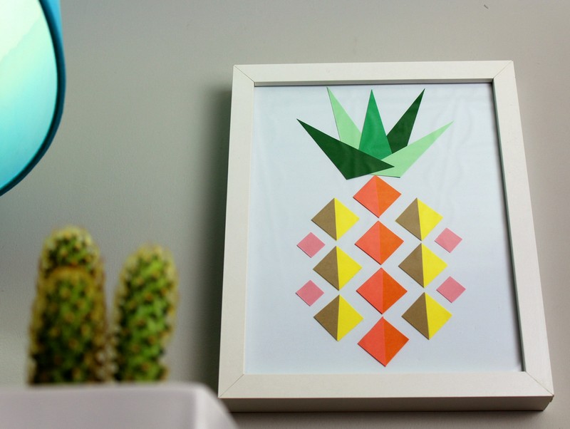 idées-bricolage-tableau-ananas-carton-cadre-blanc idées de bricolage