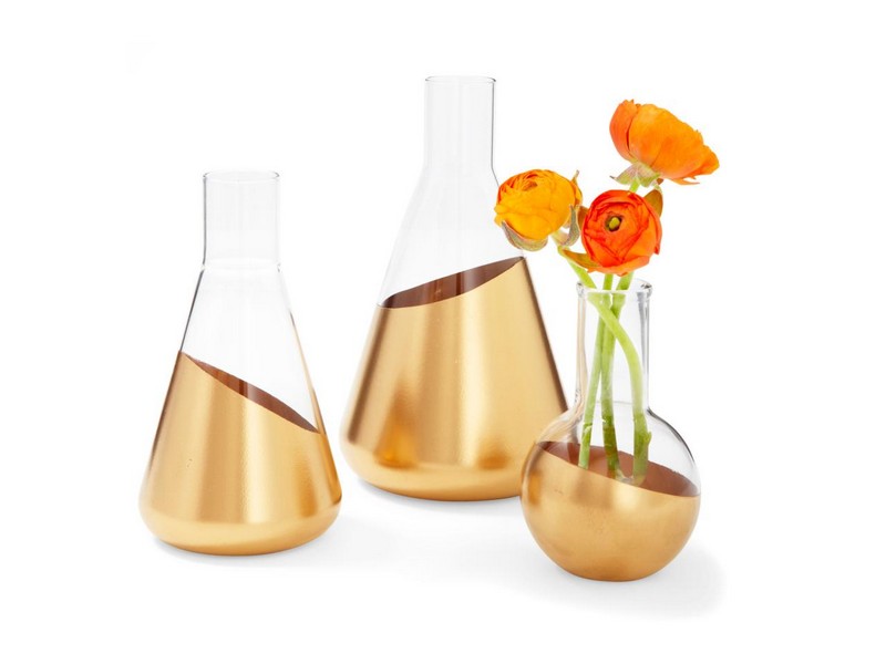 idées-bricolage-vases-verre-transparents-déco-peinture-or-intéressante idées de bricolage