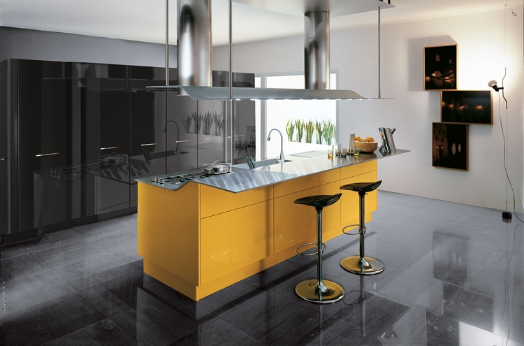 idées-déco-cuisine-haut-de-gamme-design-innovant-gris-noir-jaune