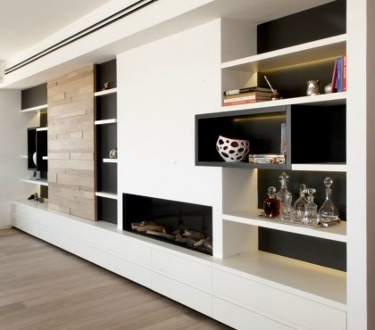 intérieur-design meuble salon blanc plancher bois