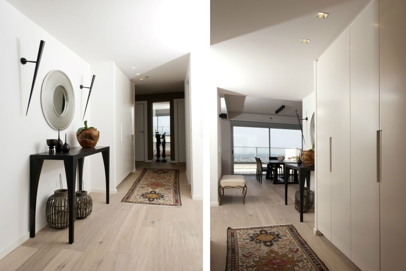 intérieur-design moderne blanc bois clair couloir superbe