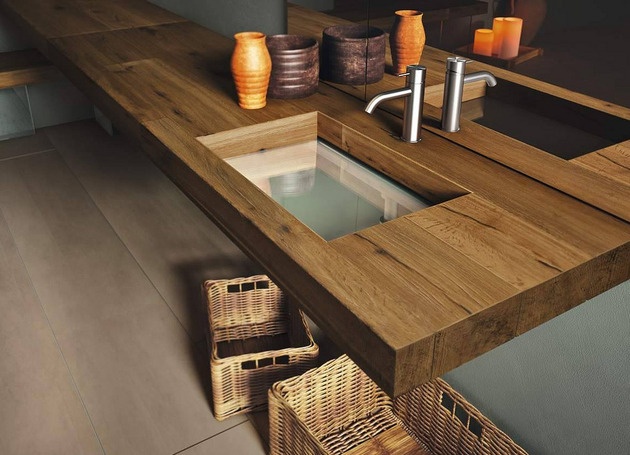 lavabo-design-lago-vasque-transparente-encastrée-déco-vases joue avec le sens du vide et de la profondeur