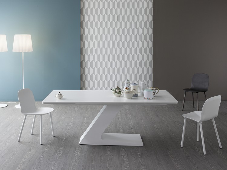 mobilier-design-TL-Bonaldo-table-manger-pied-central-blanche-design-épuré mobilier design